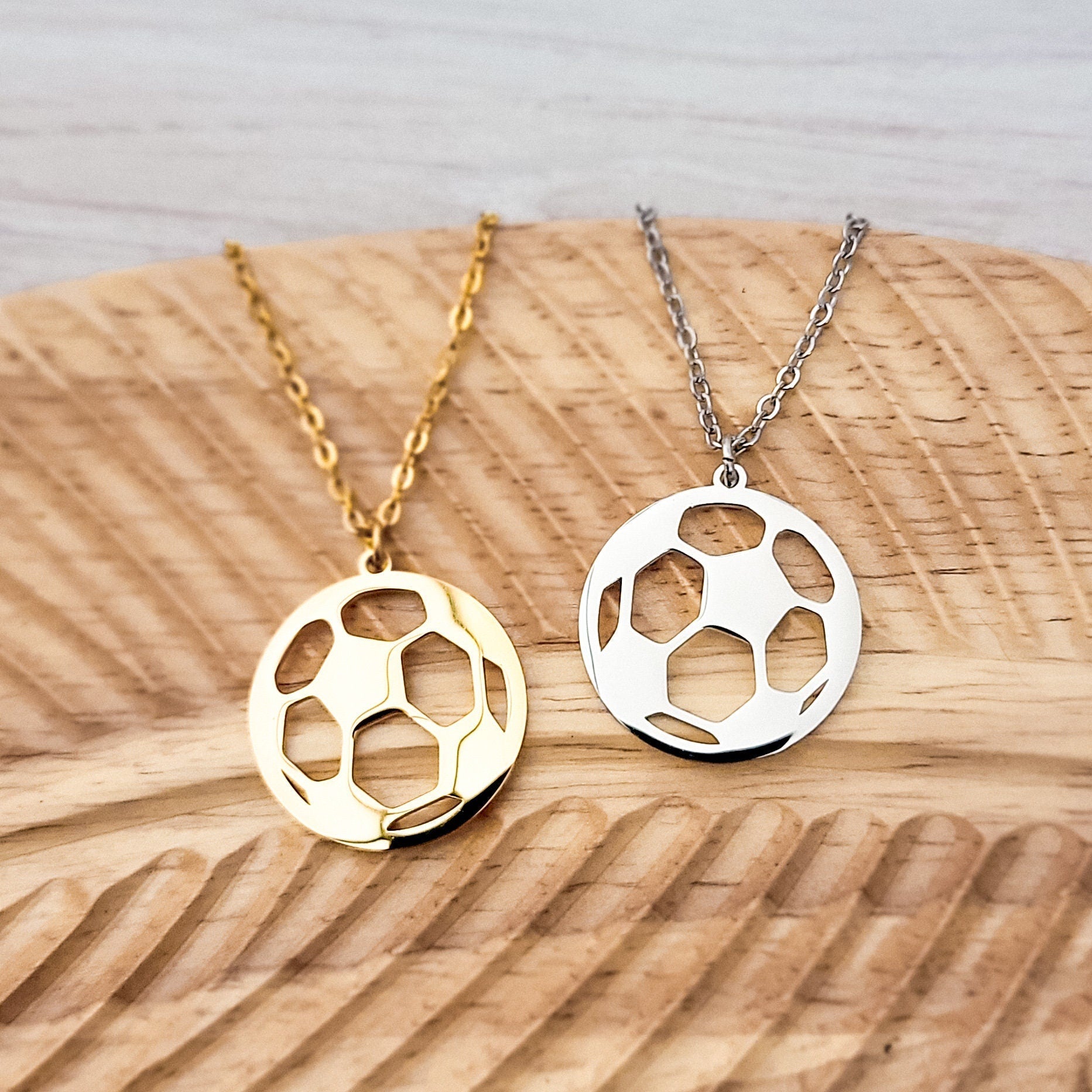 Soccer Necklace (Silver or Gold), 1 Total, Metal Blank 83 - 
