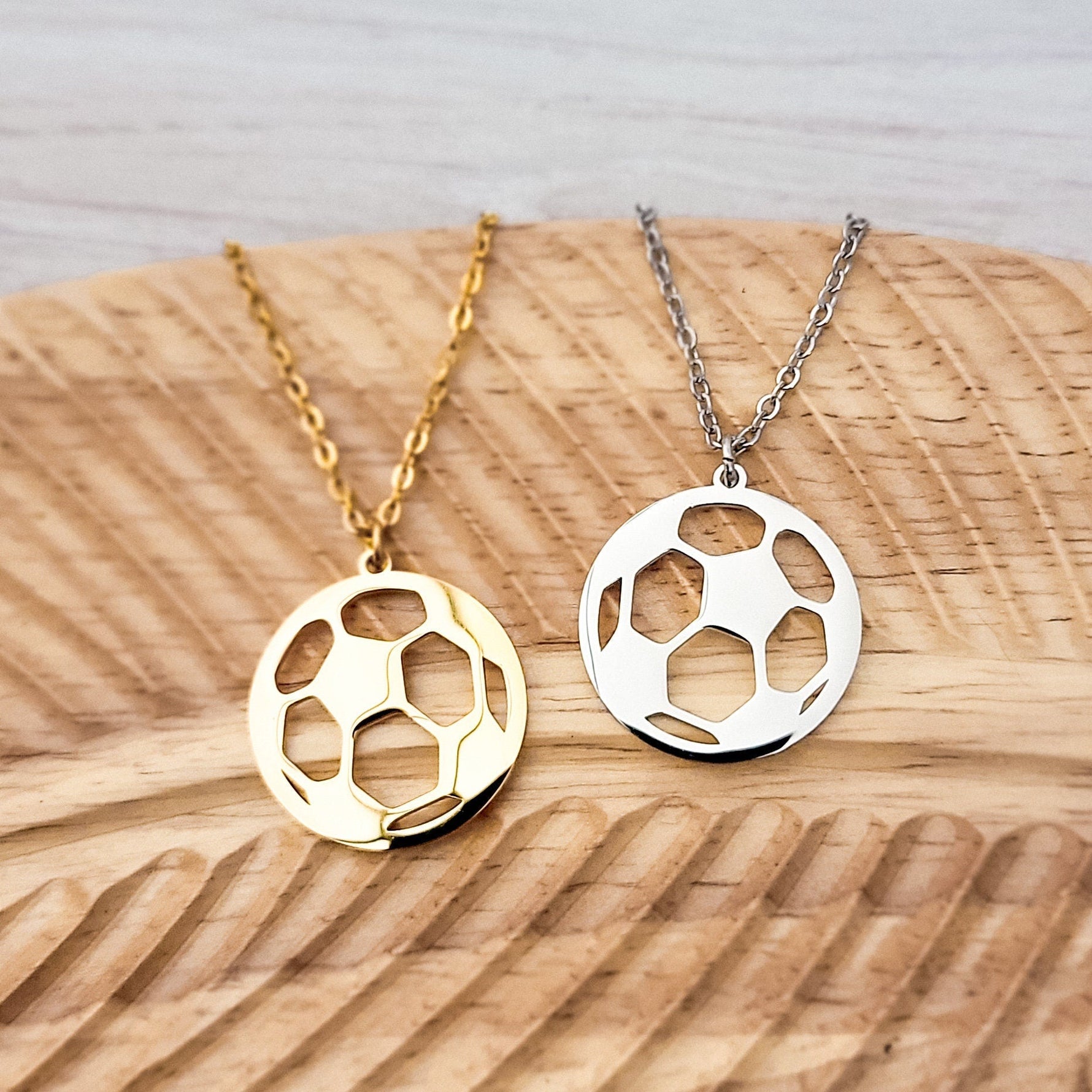 Soccer Necklace (Silver or Gold), 1 Total, Metal Blank 83 - 