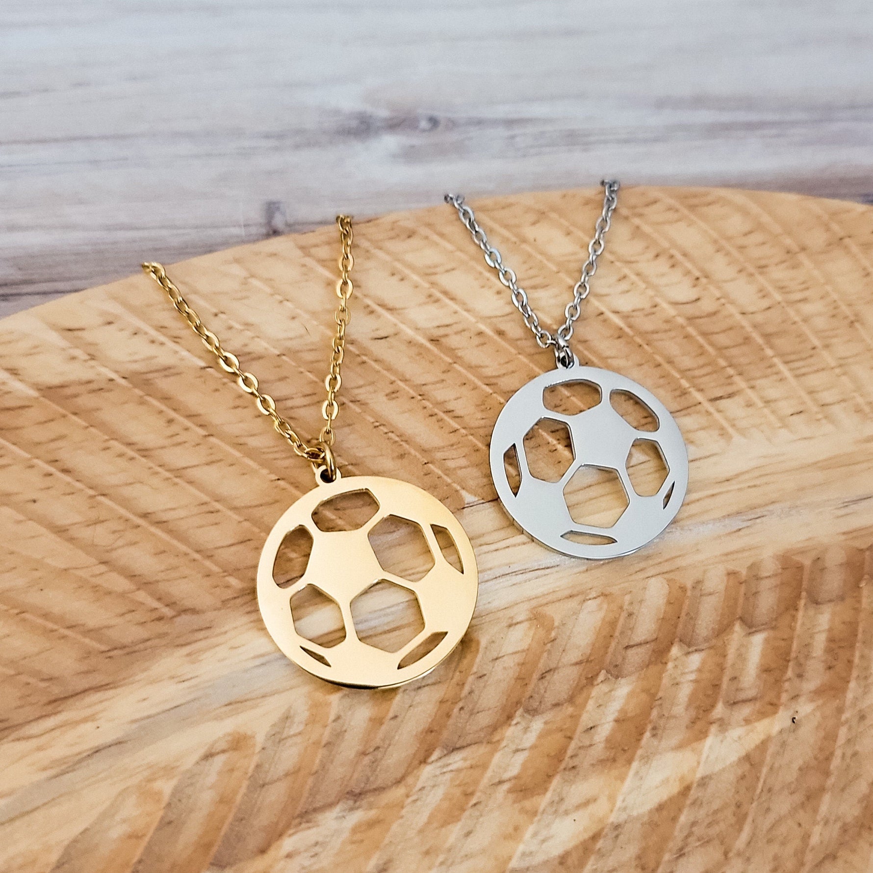 Soccer Necklace (Silver or Gold), 1 Total, Metal Blank 83 - 