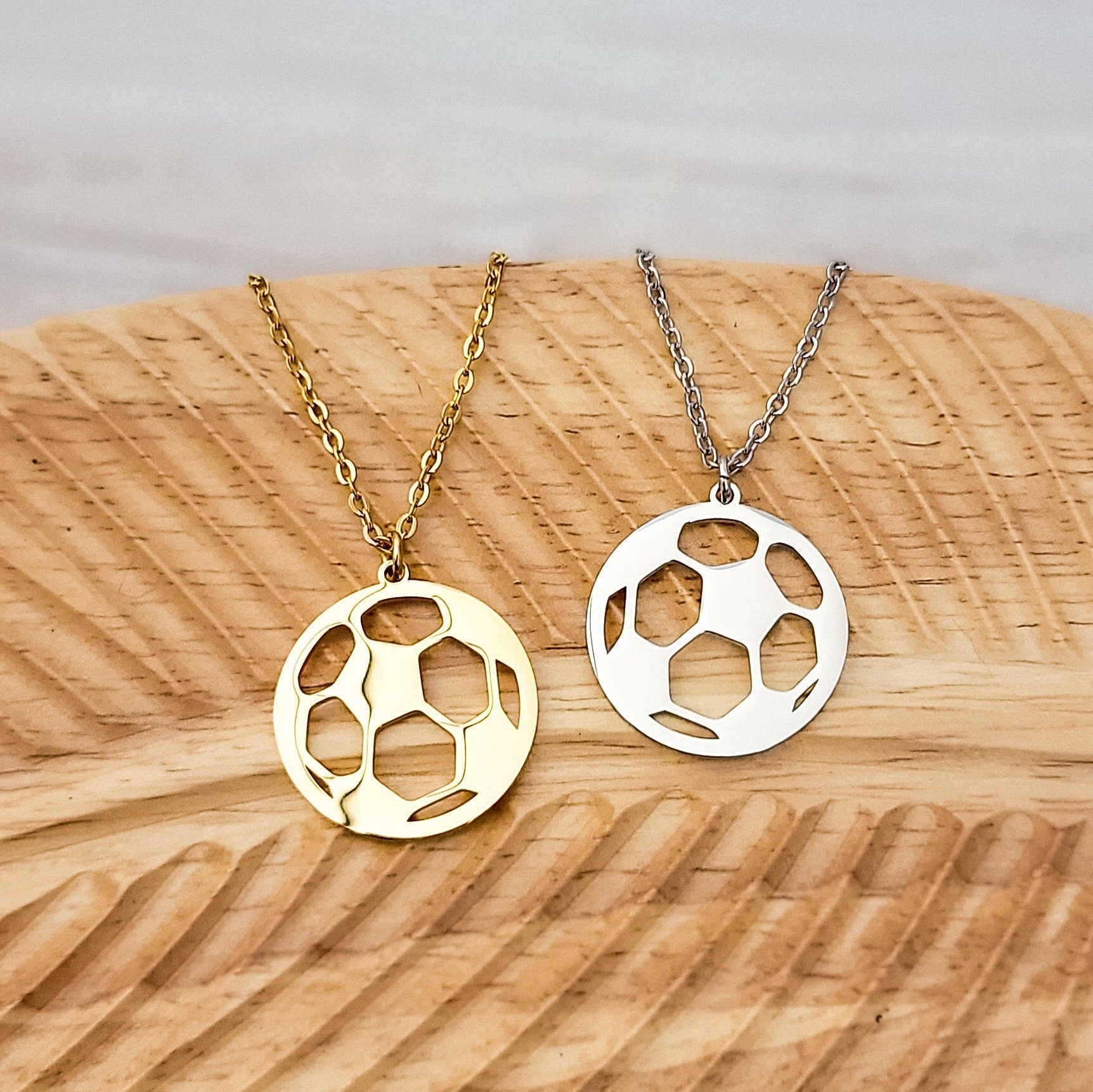 Soccer Necklace (Silver or Gold), 1 Total, Metal Blank 83 - 