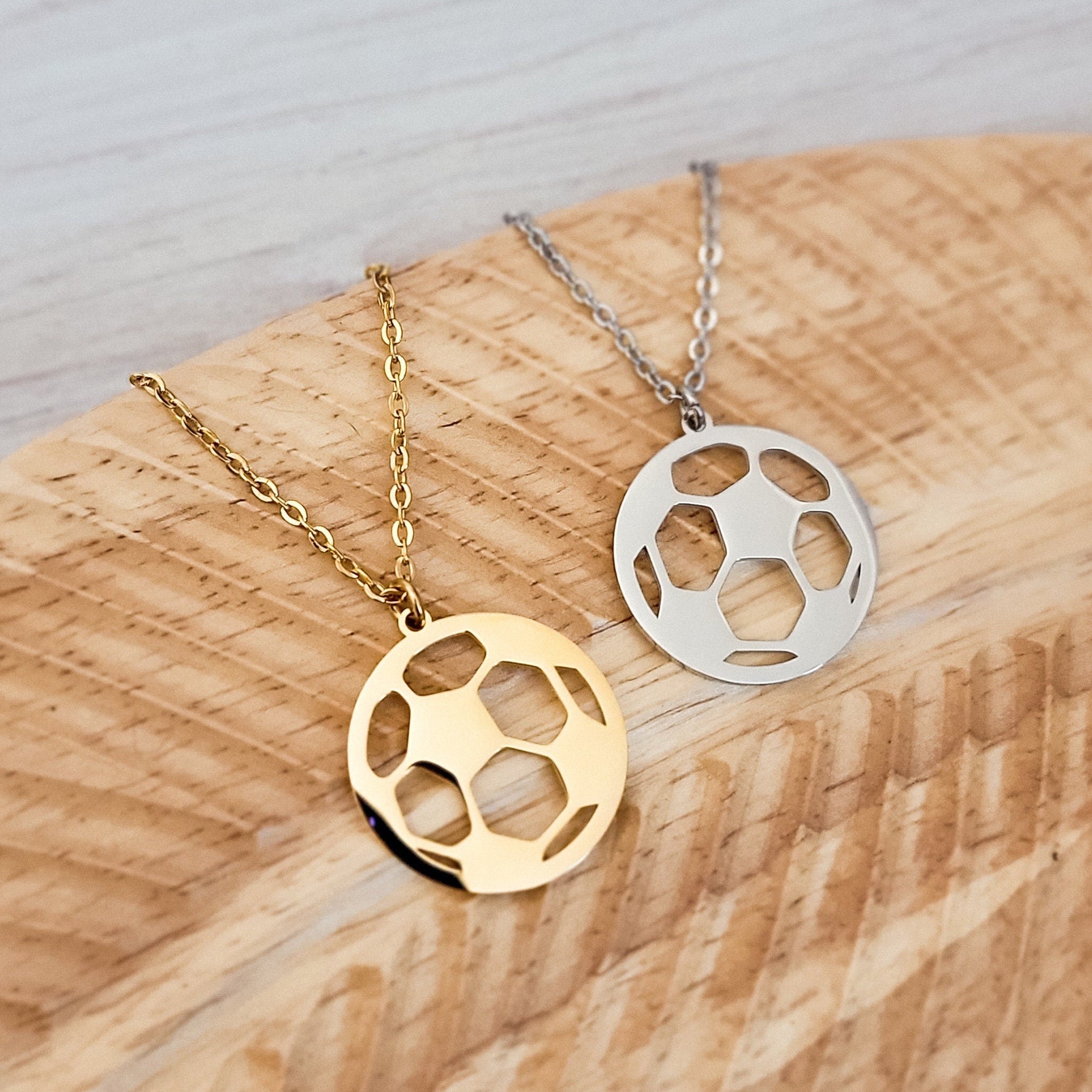 Soccer Necklace (Silver or Gold), 1 Total, Metal Blank 83 - 