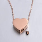 Solid Heart Urn Memorial Necklace (Silver, Gold, or Rose Gold), 1 Total, Metal Blank 56 - 