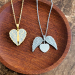 Sparkling Wings Hidden Heart Necklace (Silver or Gold) with Pave Cubic Zirconia CZ, 1 Total, Metal Blank 145 - 