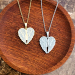 Sparkling Wings Hidden Heart Necklace (Silver or Gold) with Pave Cubic Zirconia CZ, 1 Total, Metal Blank 145 - 