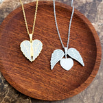 Sparkling Wings Hidden Heart Necklace (Silver or Gold) with Pave Cubic Zirconia CZ, 1 Total, Metal Blank 145 - 