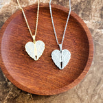 Sparkling Wings Hidden Heart Necklace (Silver or Gold) with Pave Cubic Zirconia CZ, 1 Total, Metal Blank 145 - 