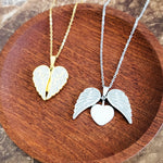 Sparkling Wings Hidden Heart Necklace (Silver or Gold) with Pave Cubic Zirconia CZ, 1 Total, Metal Blank 145 - 
