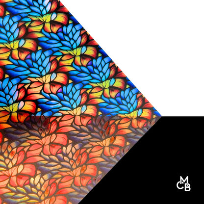 Stained Glass 1 on Blue Iridescent Pattern Acrylic Sheet - CMB PRESTIGE PATTERNS -