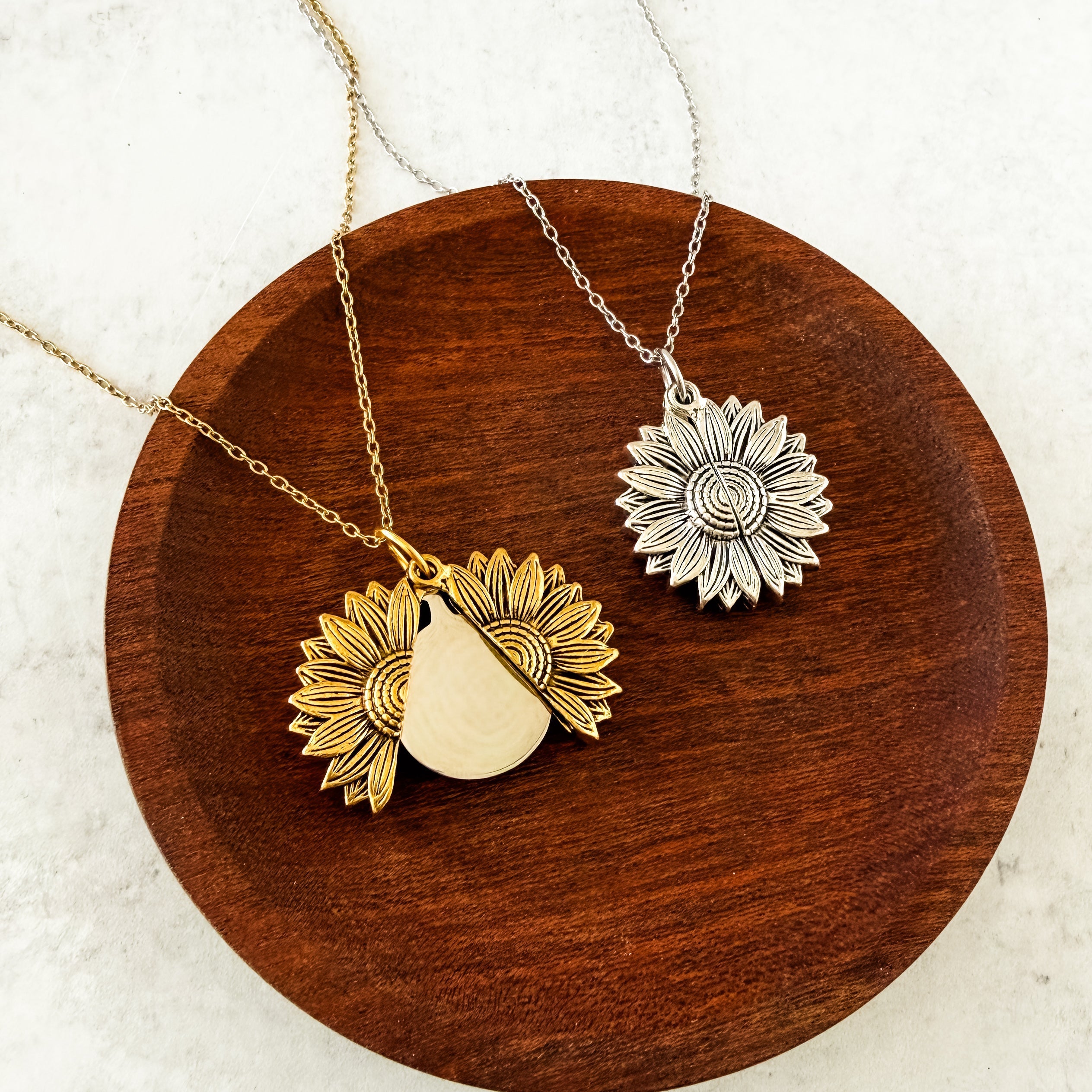 Sunflower Reveal Necklace (Silver or Gold), 1 Total, Metal Blank 153 - 