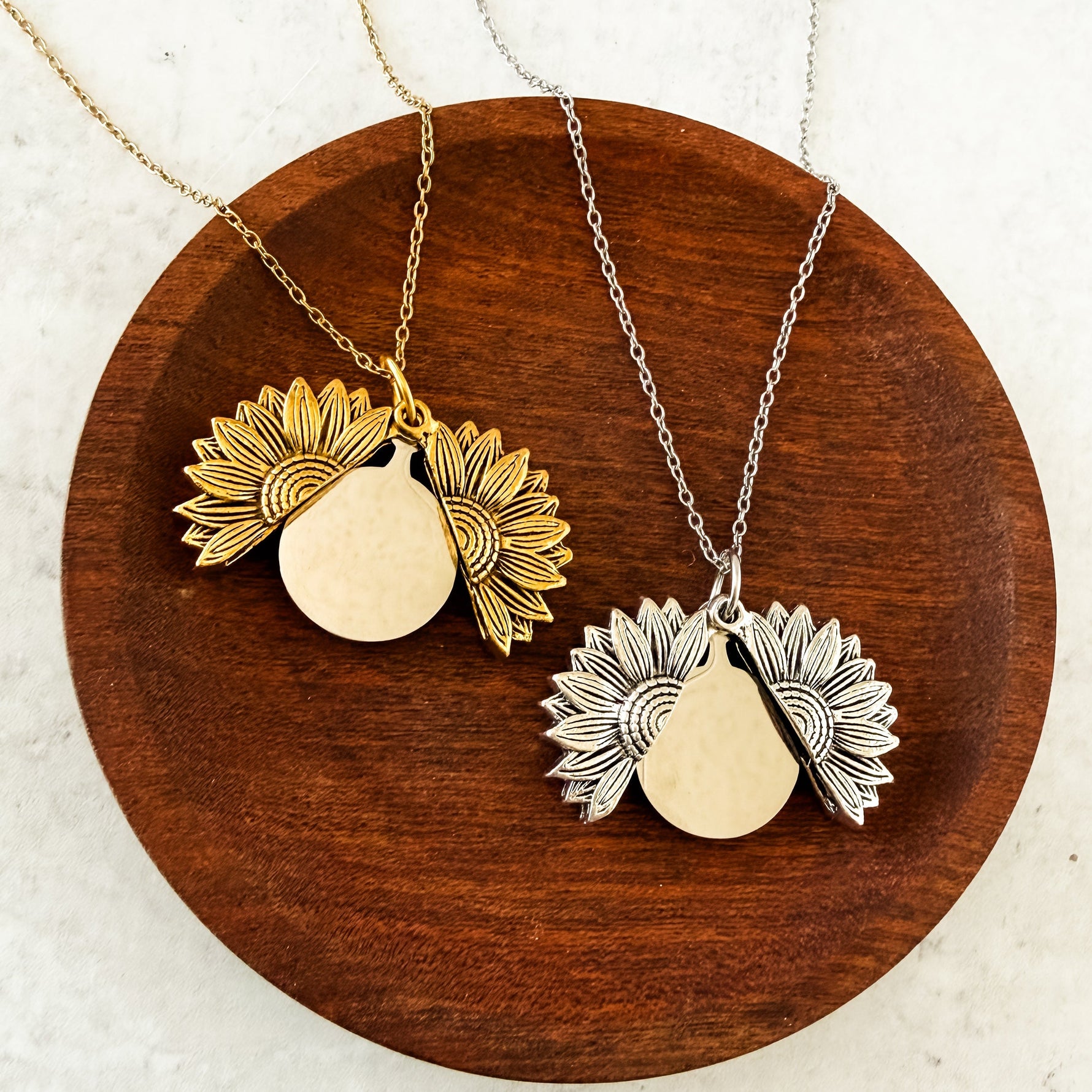 Sunflower Reveal Necklace (Silver or Gold), 1 Total, Metal Blank 153 - 