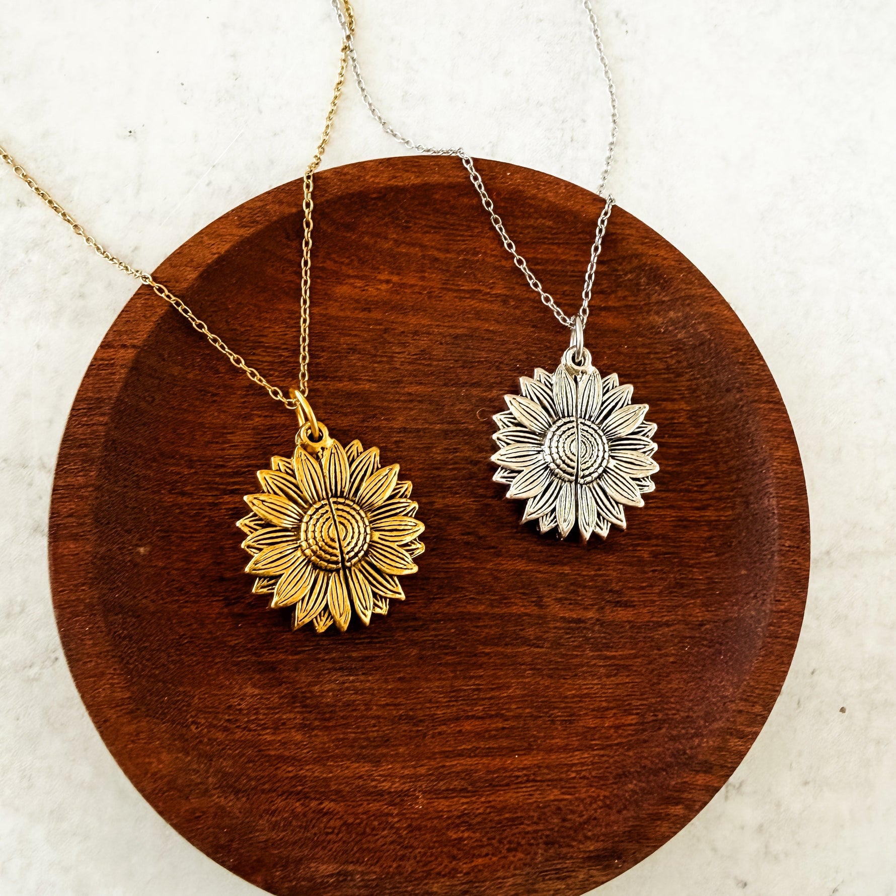 Sunflower Reveal Necklace (Silver or Gold), 1 Total, Metal Blank 153 - 