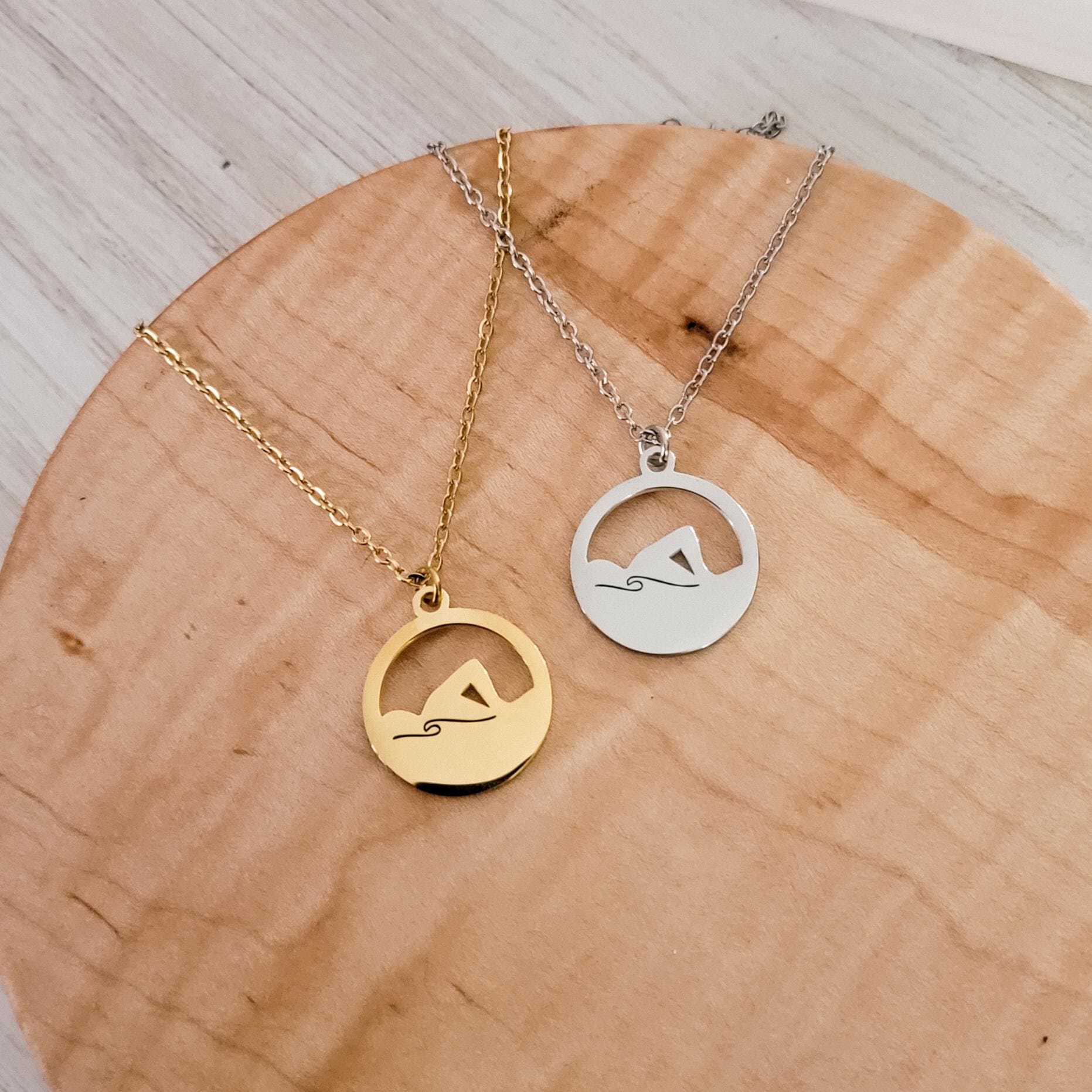 Swimmer Necklace (Silver or Gold), 1 Total, Metal Blank 117 - 