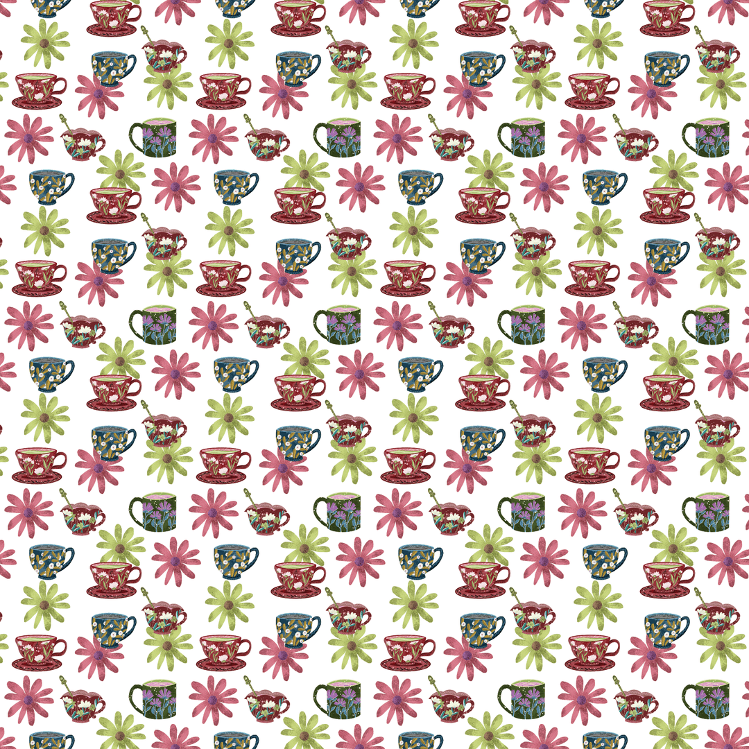 Teacups & Flowers Pattern Acrylic Sheets - CMB Pattern Acrylic