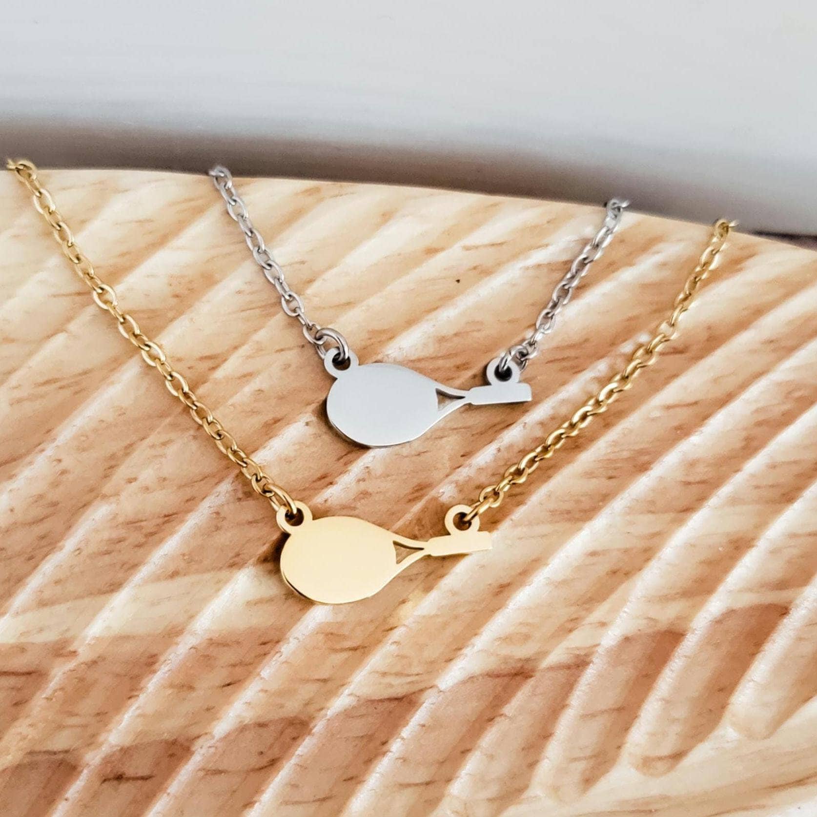 Tennis Racket Necklace (Silver or Gold), 1 Total, Metal Blank 113 - 