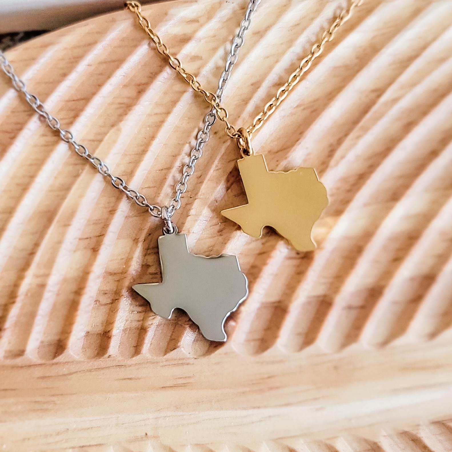 Texas Pendant Necklace (Silver or Gold), 1 Total, Metal Blank 110 - 