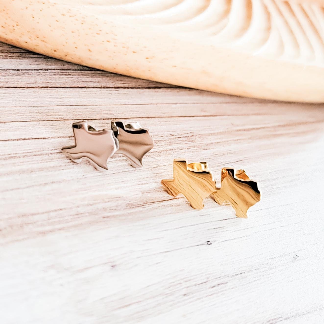 Texas Studs (Silver or Gold), 1 Pair Total, Metal Blank 91 - 