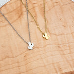 Tiny Cactus Charm Necklace (Silver or Gold), 1 Total, Metal Blank 128 - 