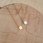 Tiny Flower Charm Necklace (Silver or Gold), 1 Total, Metal Blank 124 - 