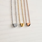 Tiny Heart Charm Necklace (Silver, Gold, Rose Gold), 1 Total, Metal Blank 15 - 