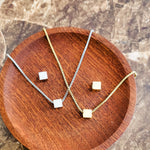 Tiny Square Charm Necklace (Silver or Gold) or Optional Extra Beads, Metal Blank 144 - 