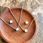 Tiny Square Charm Necklace (Silver or Gold) or Optional Extra Beads, Metal Blank 144 - 