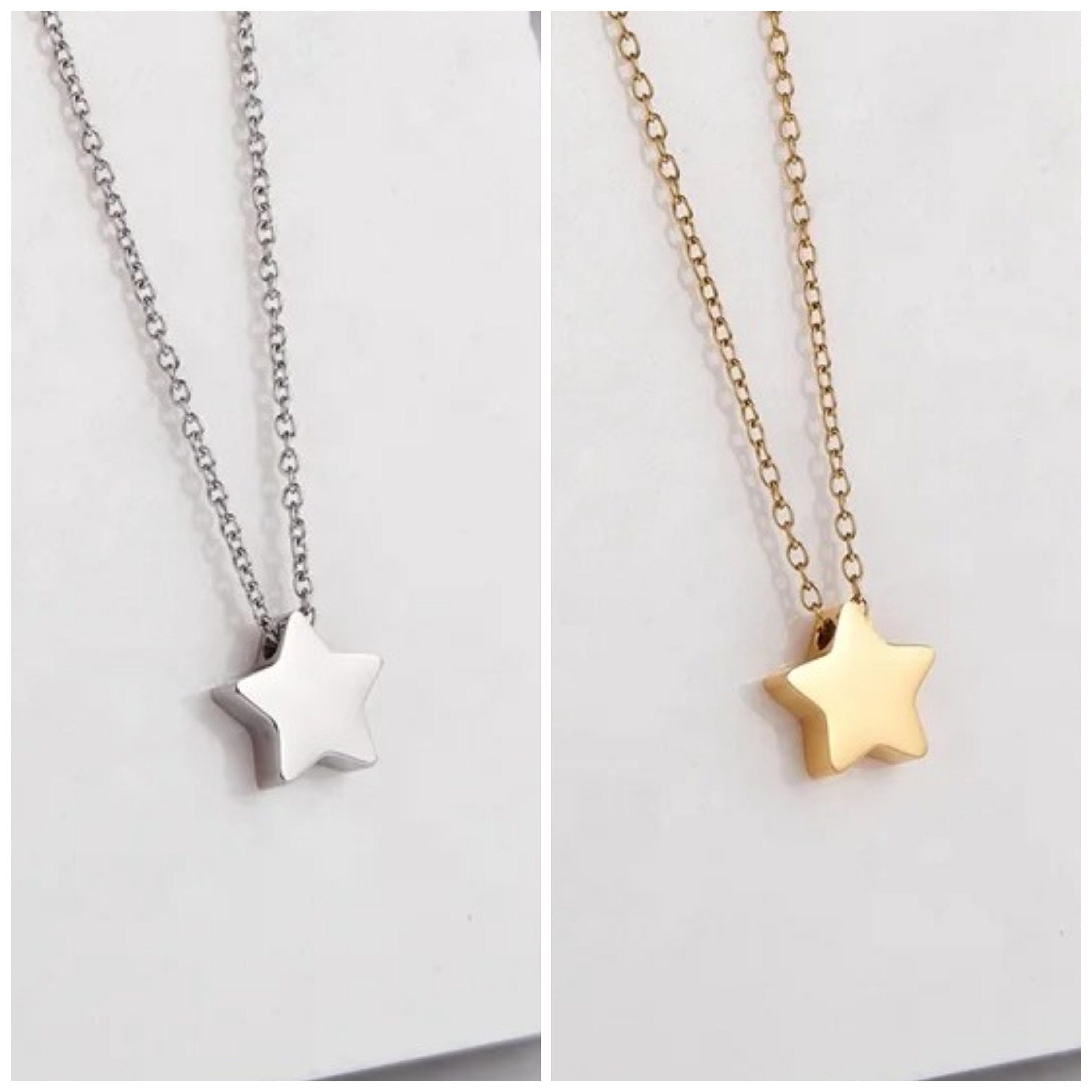 Tiny Star Charm Necklace (Silver or Gold), 1 Total, Metal Blank 66 - 