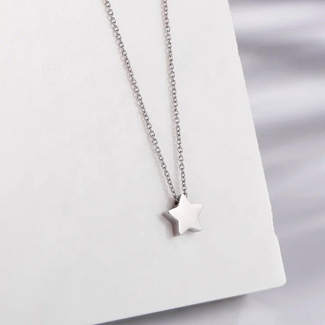 Tiny Star Charm Necklace (Silver or Gold), 1 Total, Metal Blank 66 - 