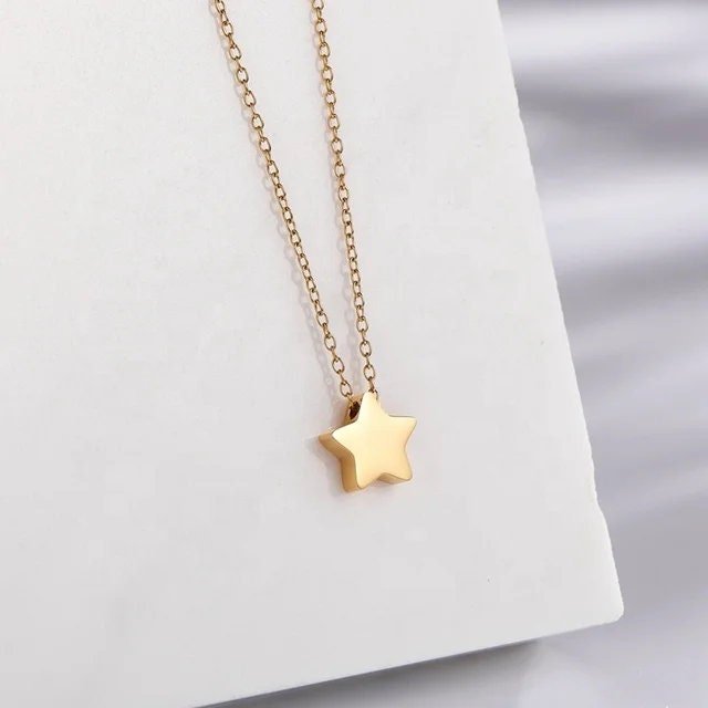 Tiny Star Charm Necklace (Silver or Gold), 1 Total, Metal Blank 66 - 