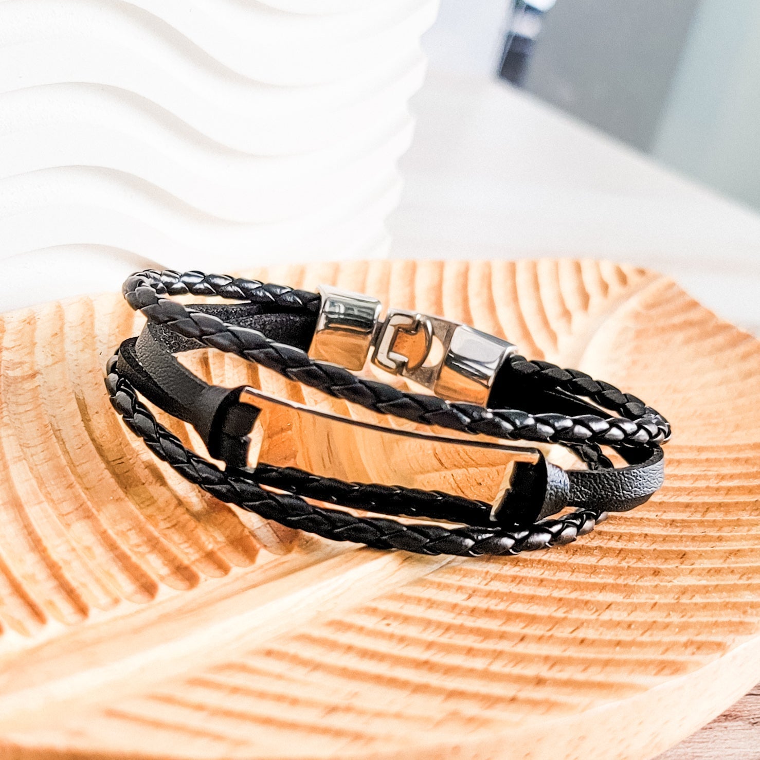 Triple Cord Men's Bracelet , 1 Total, Metal Blank 138 - 