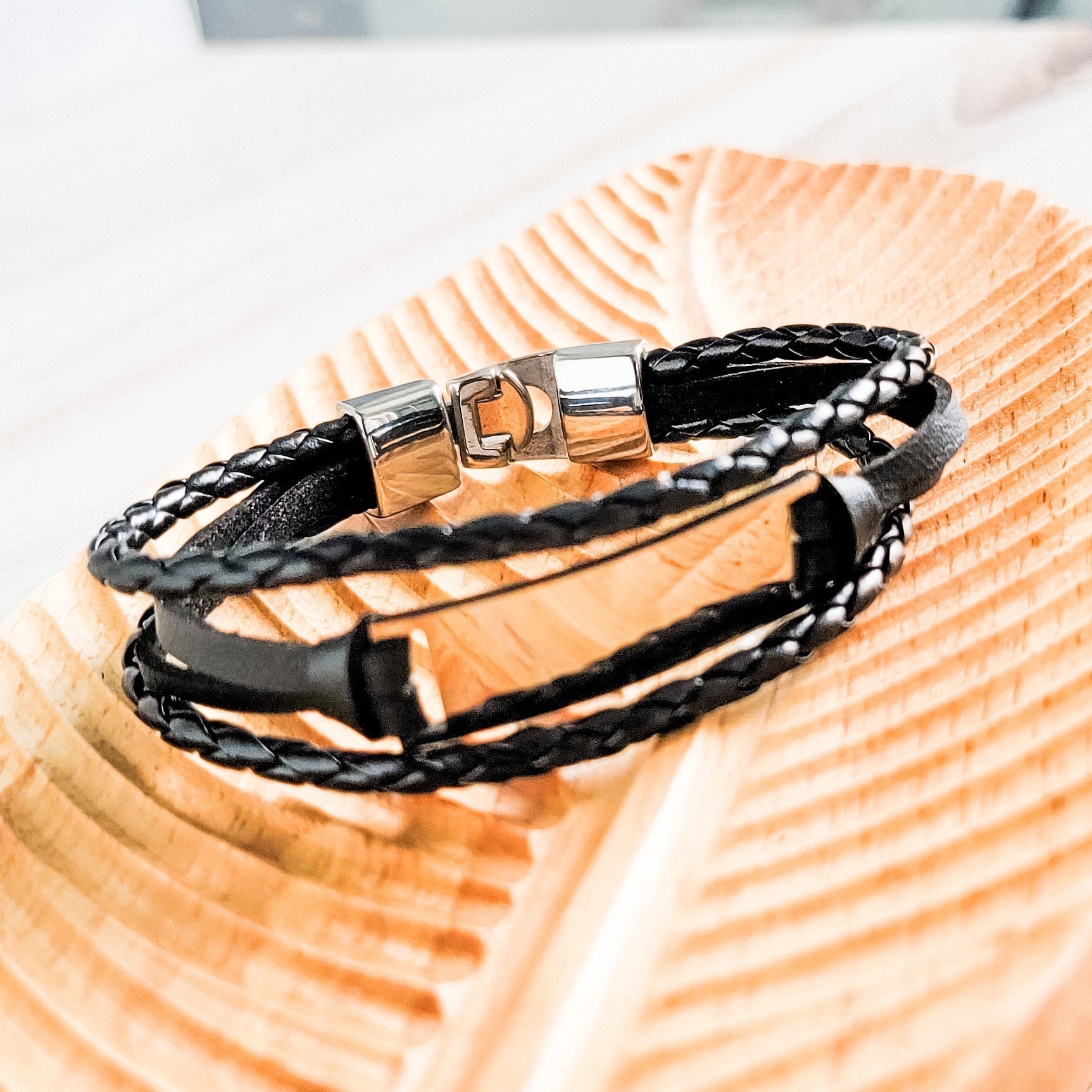 Triple Cord Men's Bracelet , 1 Total, Metal Blank 138 - 