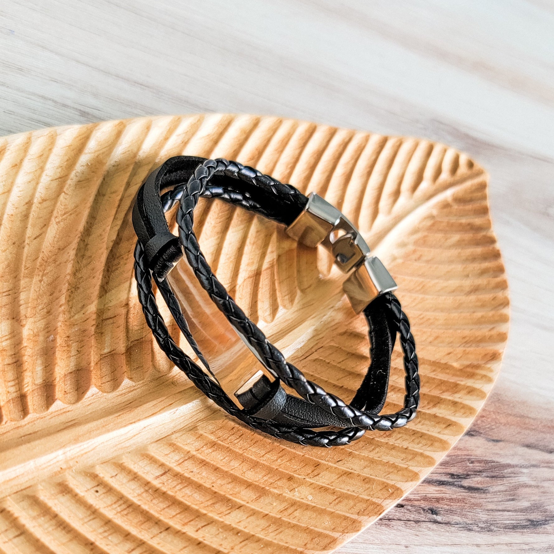 Triple Cord Men's Bracelet , 1 Total, Metal Blank 138 - 