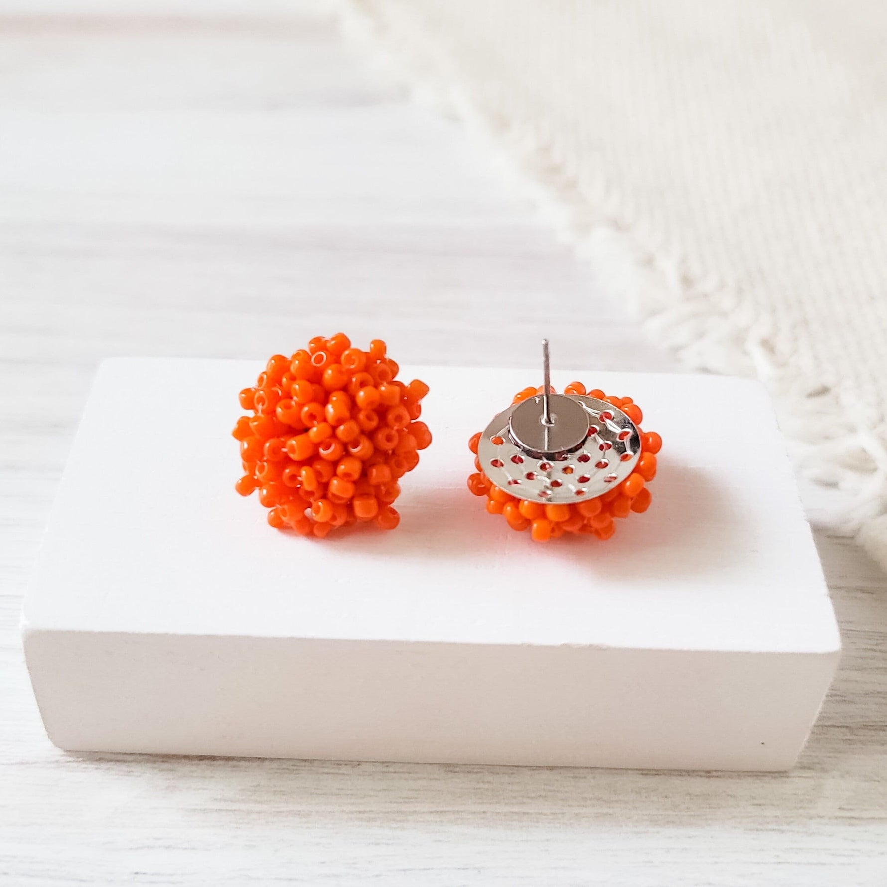 True Orange 15mm Small Seed Bead Topper, 1 Pair, Seed Bead 7 - 