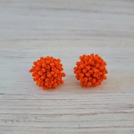 True Orange 15mm Small Seed Bead Topper, 1 Pair, Seed Bead 7 - 