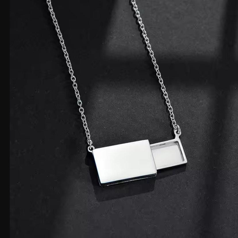 Veiled Postcard Necklace (Silver or Gold), 1 Total, Metal Blank 53 - 