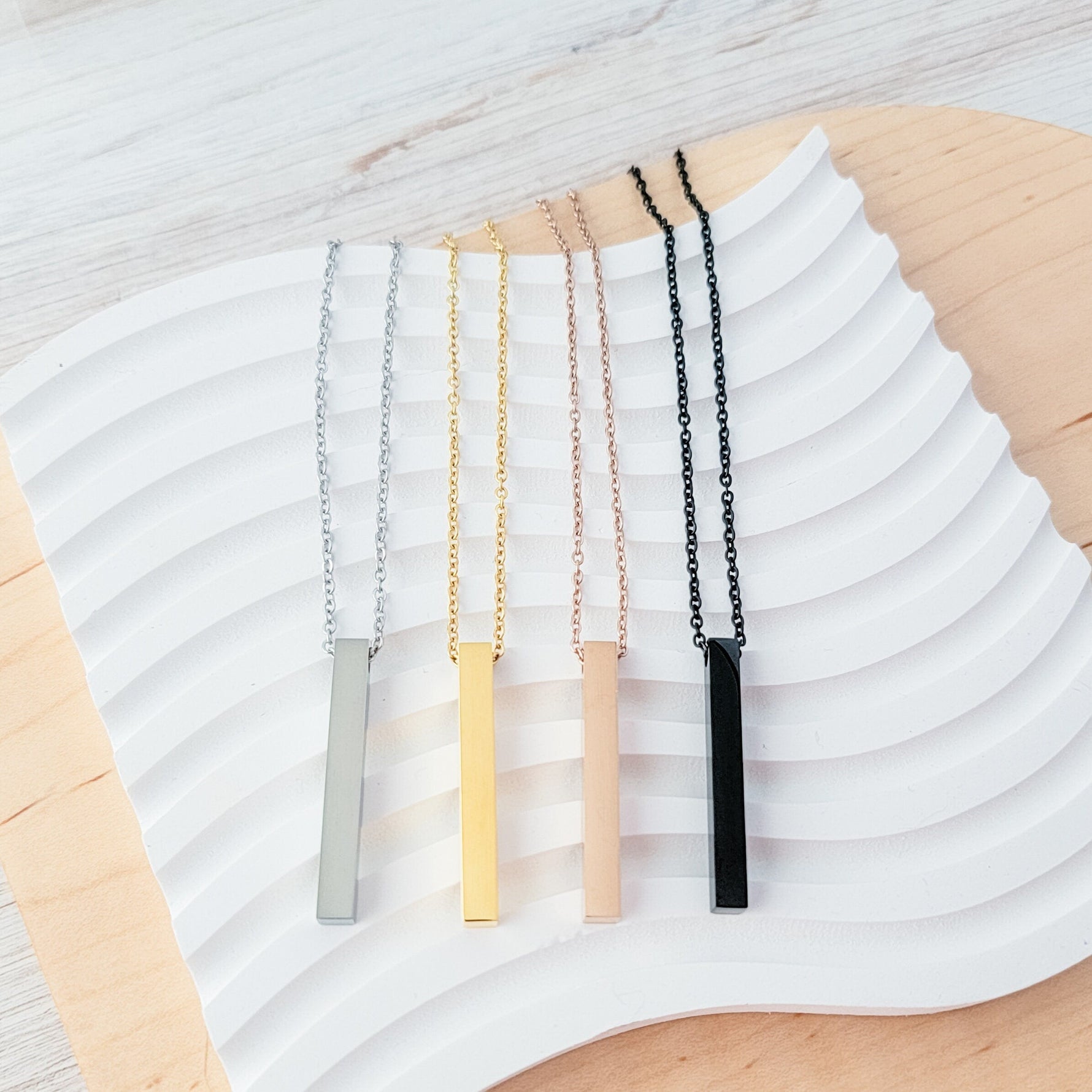 Vertical Bar Necklace (Silver, 14k Gold, Rose Gold, Black, or Rainbow), 1 Total, Metal Blank 5 - 