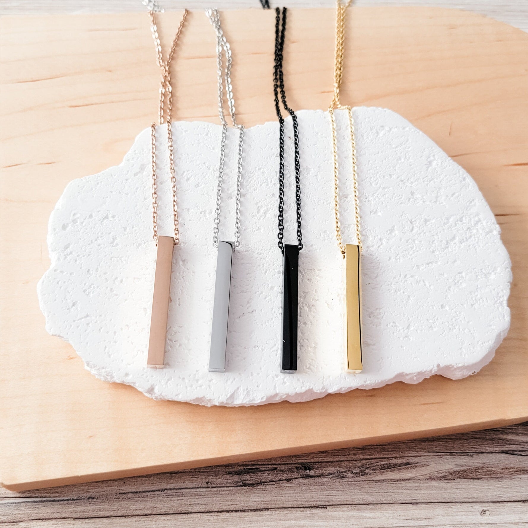 Vertical Bar Necklace (Silver, 14k Gold, Rose Gold, Black, or Rainbow), 1 Total, Metal Blank 5 - 