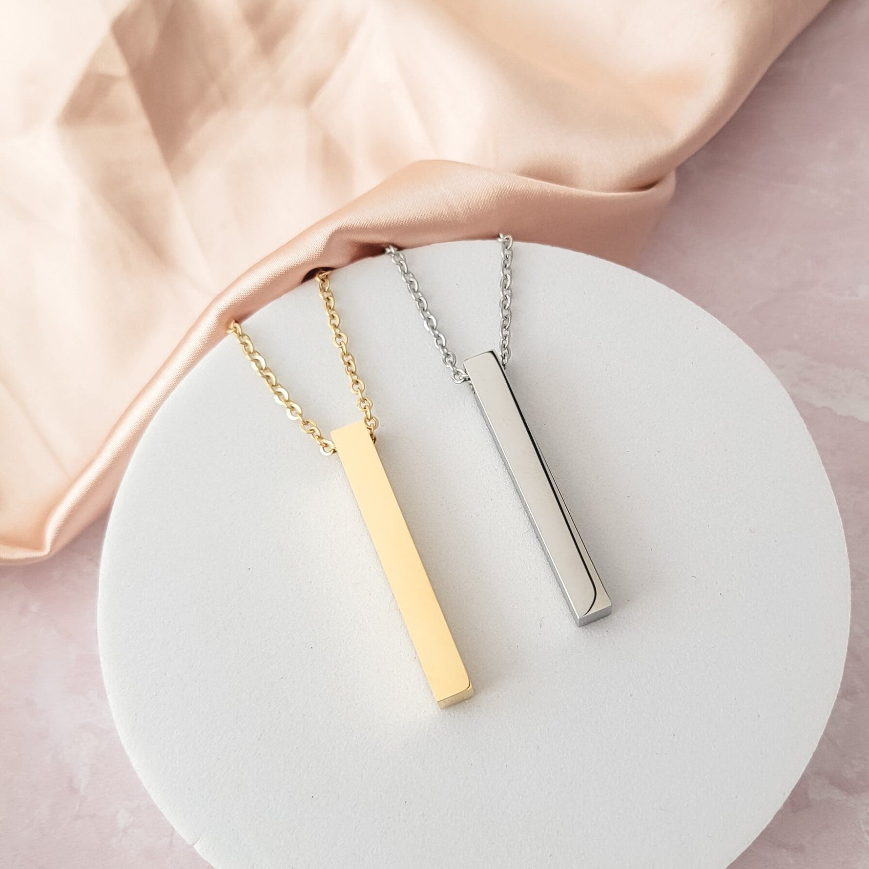 Vertical Bar Necklace (Silver, 14k Gold, Rose Gold, Black, or Rainbow), 1 Total, Metal Blank 5 - 
