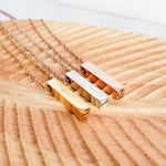 Vertical Bar Urn Memorial Necklace (Silver, Gold, or Rose Gold), 1 Total, Metal Blank 43 - 