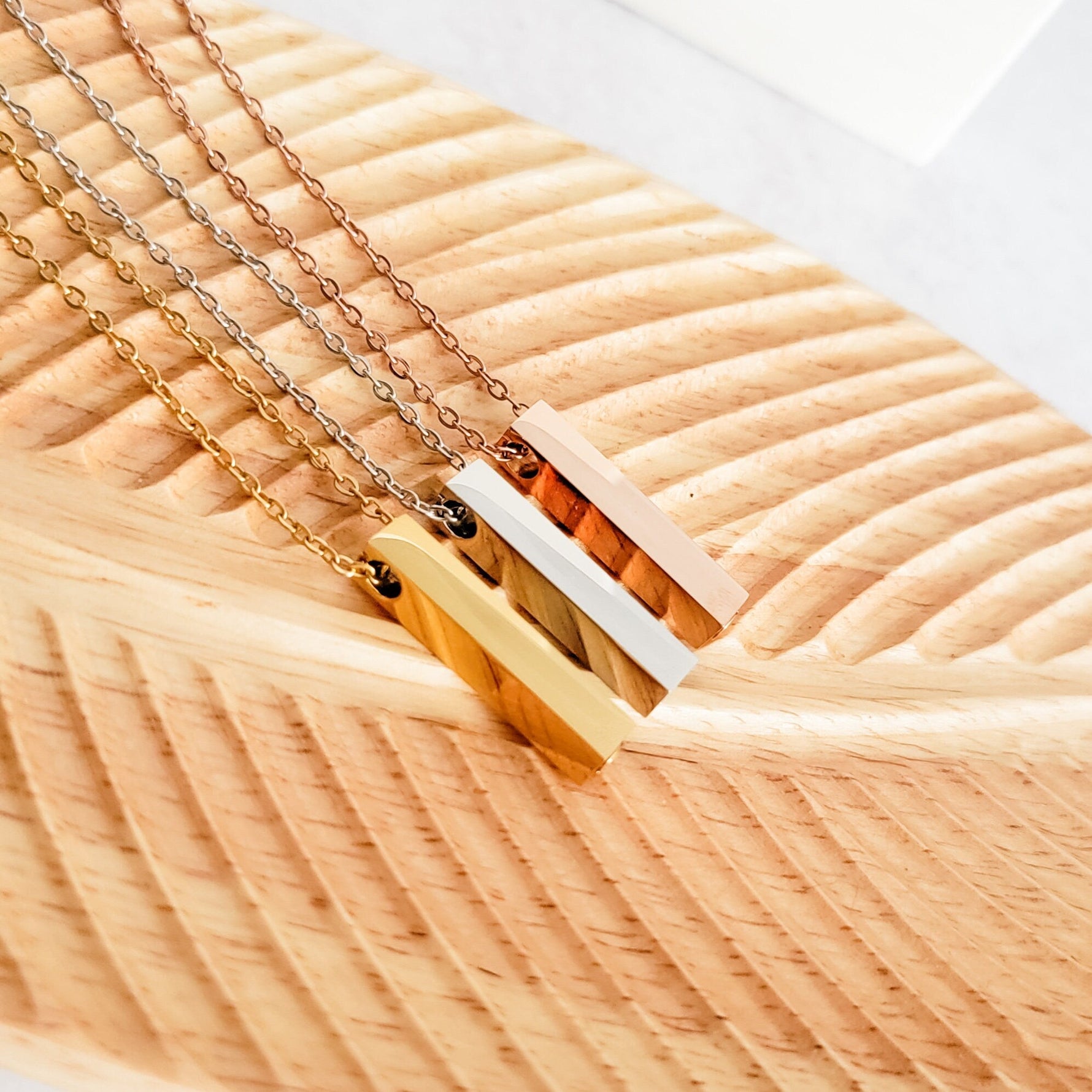 Vertical Bar Urn Memorial Necklace (Silver, Gold, or Rose Gold), 1 Total, Metal Blank 43 - 