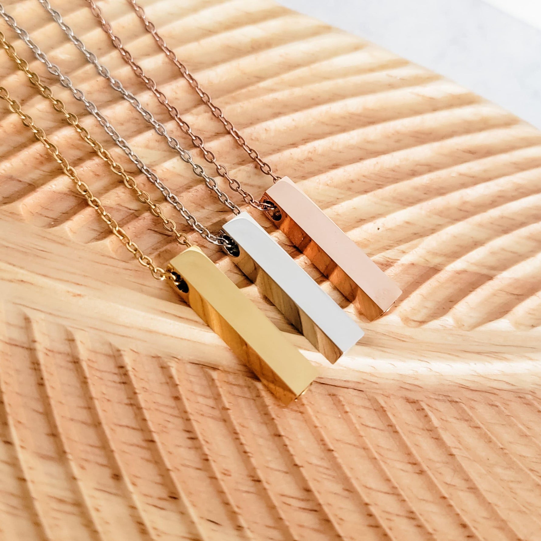 Vertical Bar Urn Memorial Necklace (Silver, Gold, or Rose Gold), 1 Total, Metal Blank 43 - 