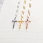 Vertical Cross Necklace (Silver, Gold, Rose Gold, or Black), 1 Total, Metal Blank 24 - 
