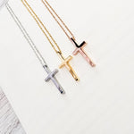 Vertical Cross Necklace (Silver, Gold, Rose Gold, or Black), 1 Total, Metal Blank 24 - 