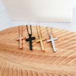 Vertical Cross Necklace (Silver, Gold, Rose Gold, or Black), 1 Total, Metal Blank 24 - 