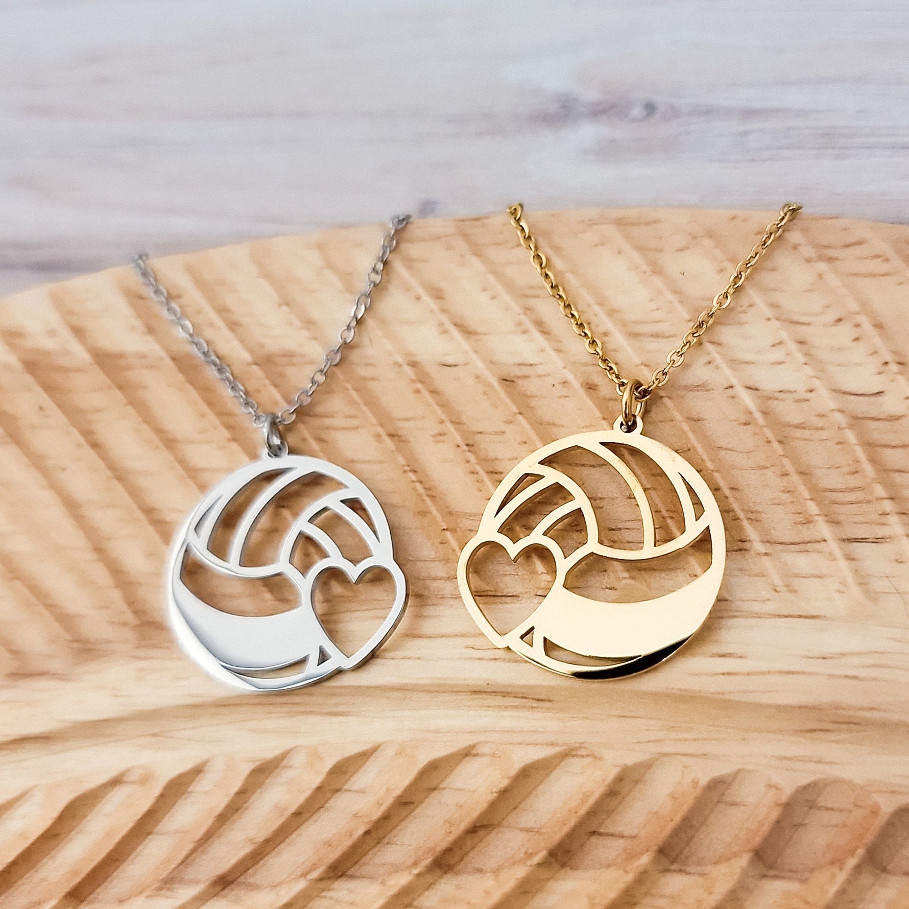 Volleyball Necklace (Silver or Gold), 1 Total, Metal Blank 80 - 