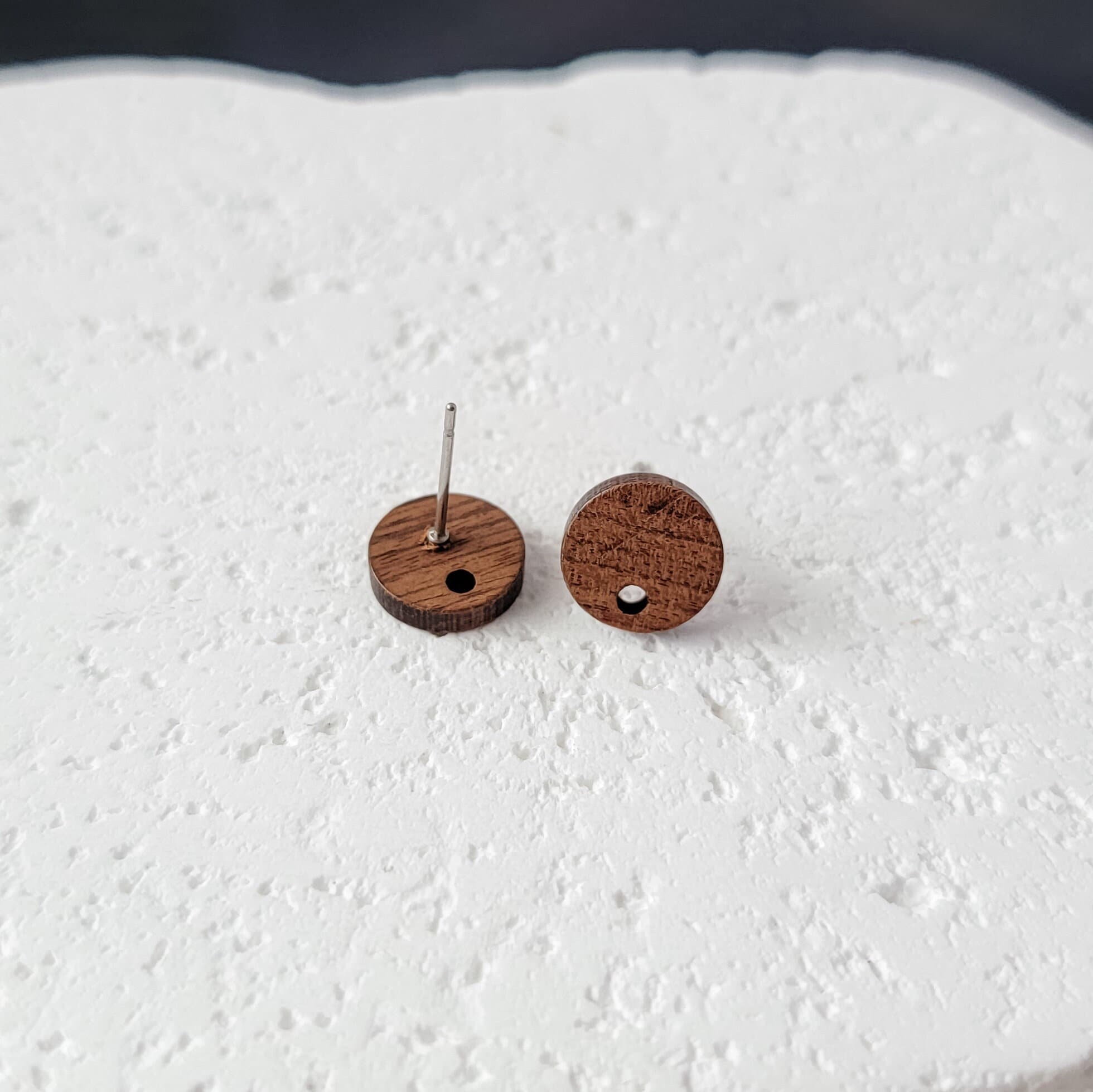 Walnut Wooden 10mm Solid Circle Studs, 10 Pieces, Wood 15 - 