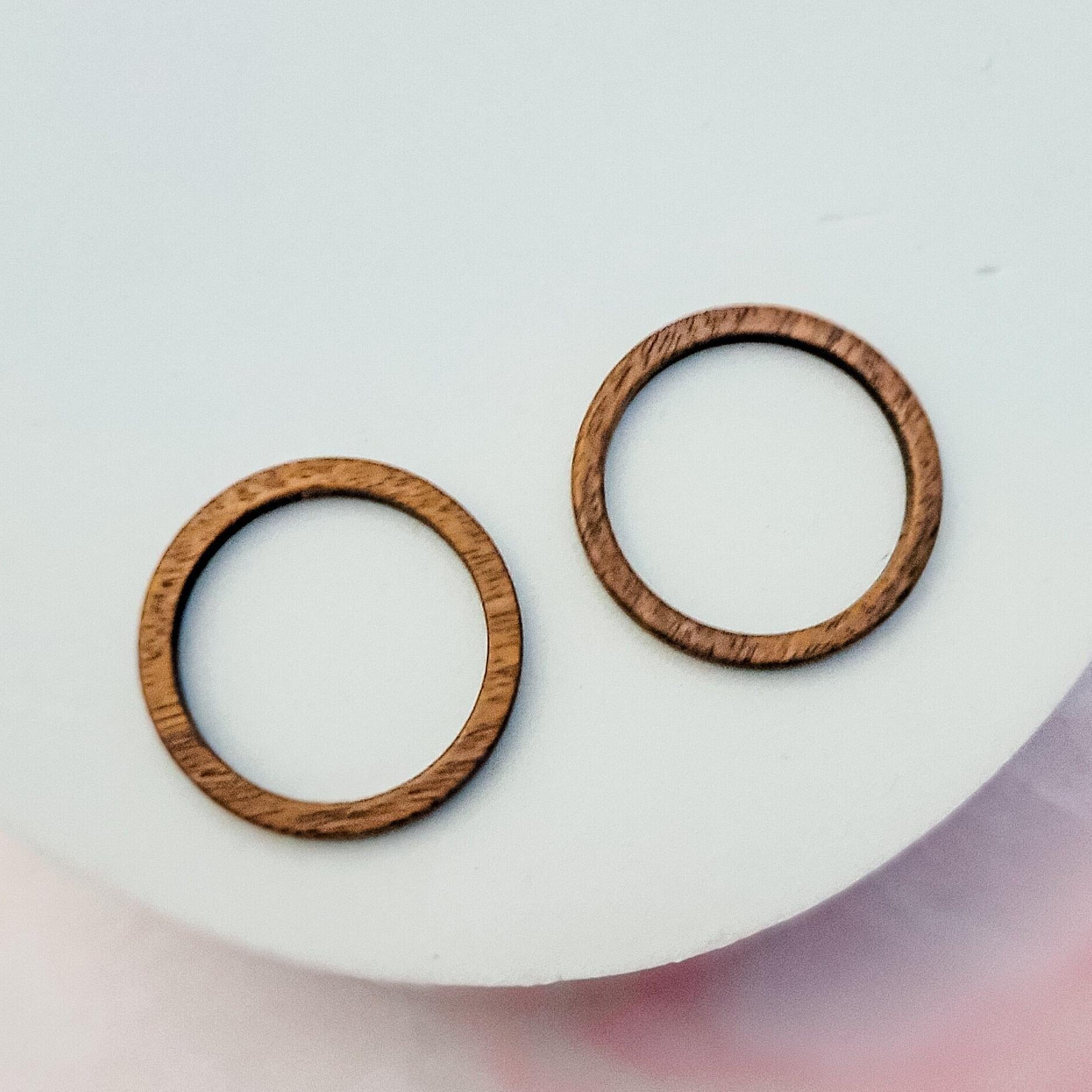 Walnut Wooden 25mm Circle Linking Rings, 10 Pieces, Wood 46 - 