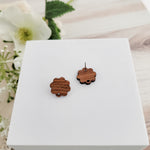 Walnut Wooden Closed Flower Studs, 10 Pieces, Wood 7 - 