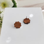 Walnut Wooden Closed Flower Studs, 10 Pieces, Wood 7 - 