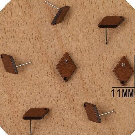 Walnut Wooden Diamond Studs, 10 Pieces, Wood 25 - 