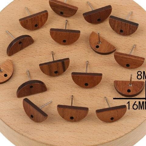 Walnut Wooden Half Moon Studs, 10 Pieces, Wood 11 - 